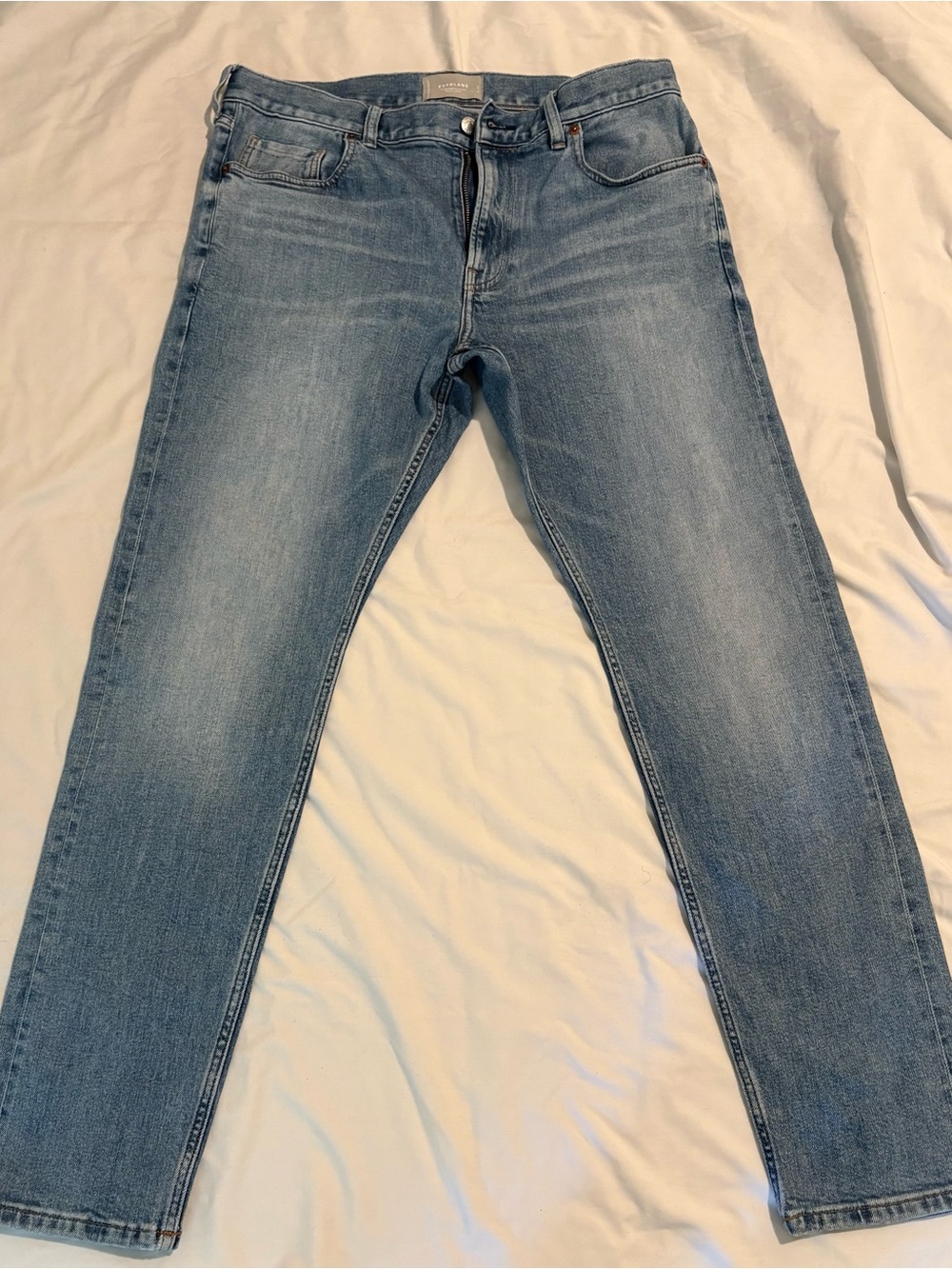 Everlane Selvedge Slim Straight Men's Jeans — Light Blue Wash